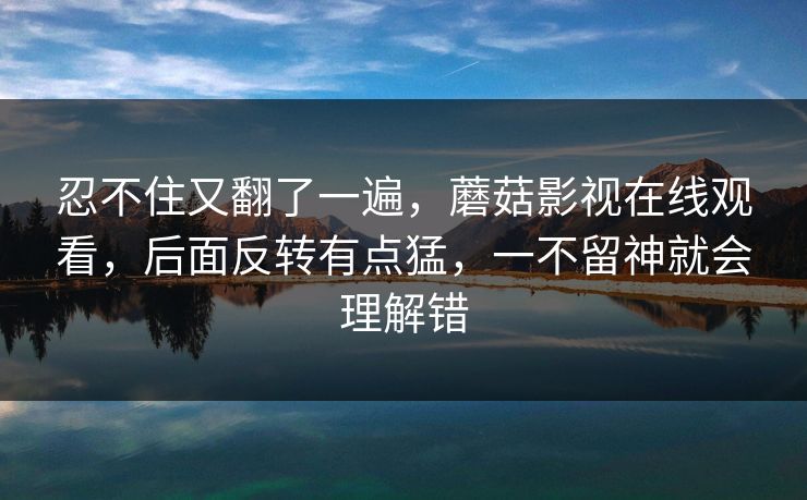 忍不住又翻了一遍，蘑菇影视在线观看，后面反转有点猛，一不留神就会理解错