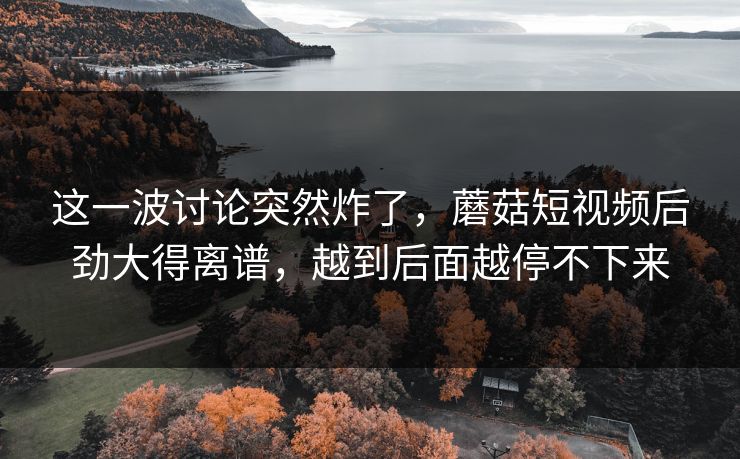 这一波讨论突然炸了，蘑菇短视频后劲大得离谱，越到后面越停不下来