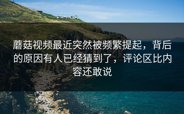 蘑菇视频最近突然被频繁提起，背后的原因有人已经猜到了，评论区比内容还敢说