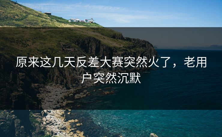 原来这几天反差大赛突然火了，老用户突然沉默