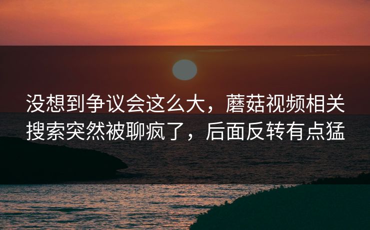 没想到争议会这么大，蘑菇视频相关搜索突然被聊疯了，后面反转有点猛