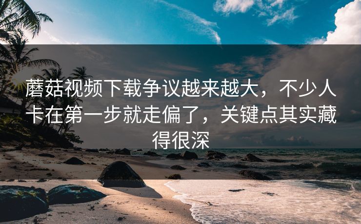 蘑菇视频下载争议越来越大，不少人卡在第一步就走偏了，关键点其实藏得很深