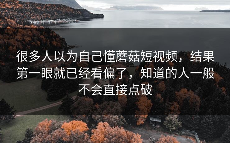 很多人以为自己懂蘑菇短视频，结果第一眼就已经看偏了，知道的人一般不会直接点破