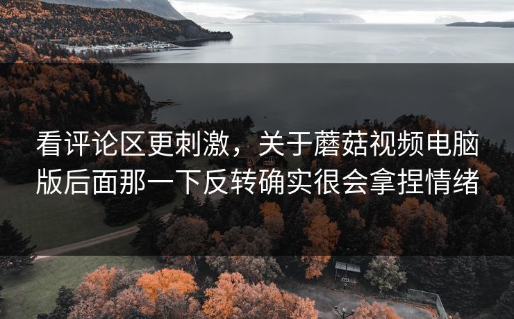 看评论区更刺激，关于蘑菇视频电脑版后面那一下反转确实很会拿捏情绪