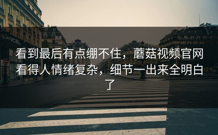 看到最后有点绷不住，蘑菇视频官网看得人情绪复杂，细节一出来全明白了
