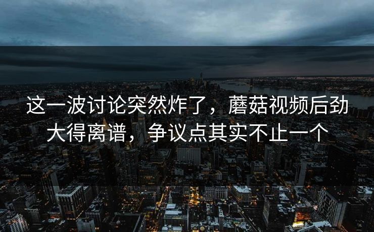 这一波讨论突然炸了，蘑菇视频后劲大得离谱，争议点其实不止一个
