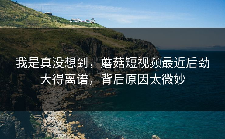 我是真没想到，蘑菇短视频最近后劲大得离谱，背后原因太微妙
