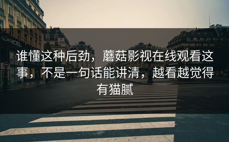 谁懂这种后劲，蘑菇影视在线观看这事，不是一句话能讲清，越看越觉得有猫腻