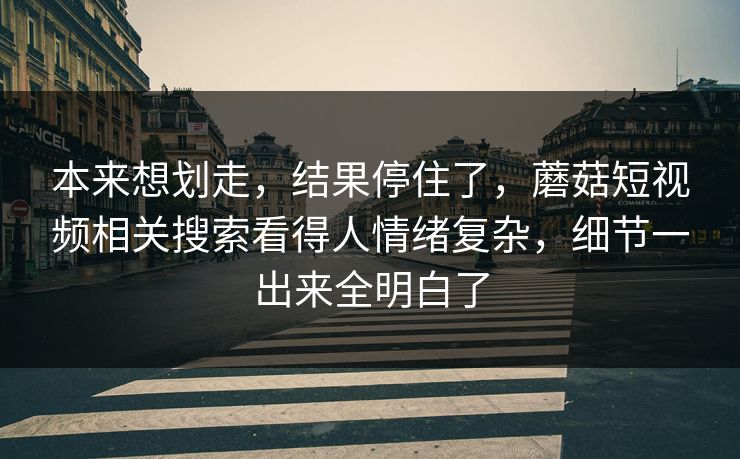 本来想划走，结果停住了，蘑菇短视频相关搜索看得人情绪复杂，细节一出来全明白了